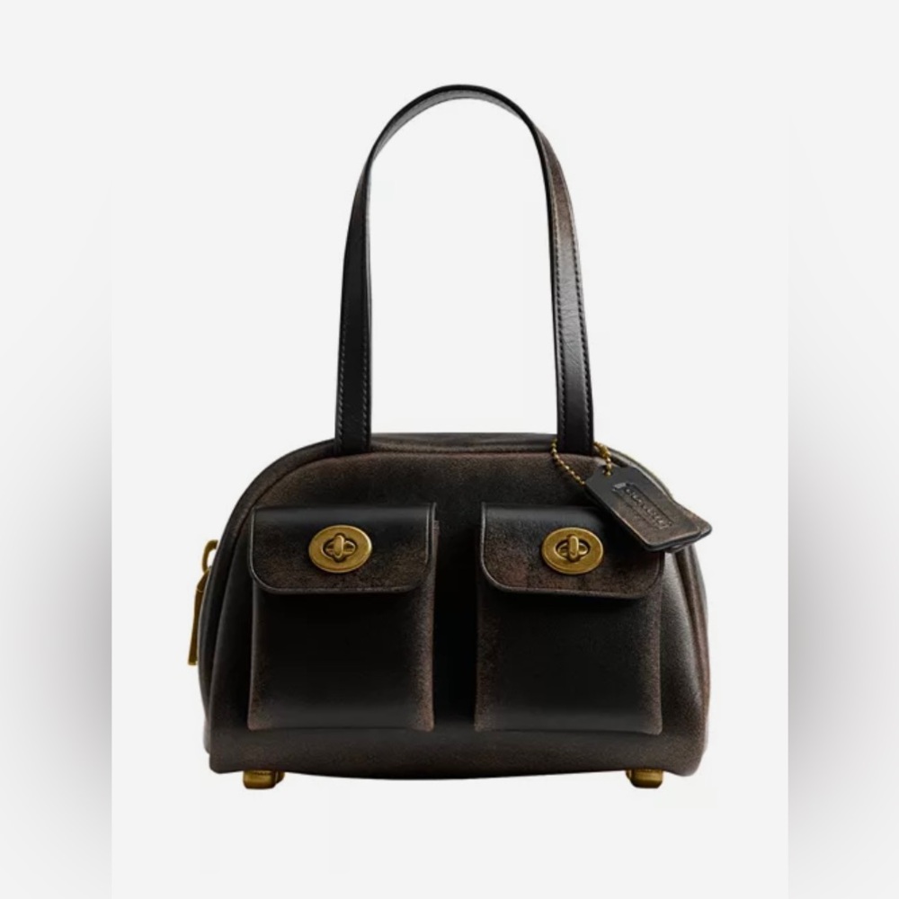 Coach Twin Turnlock 20 Loved Leather Satchel Bag $375